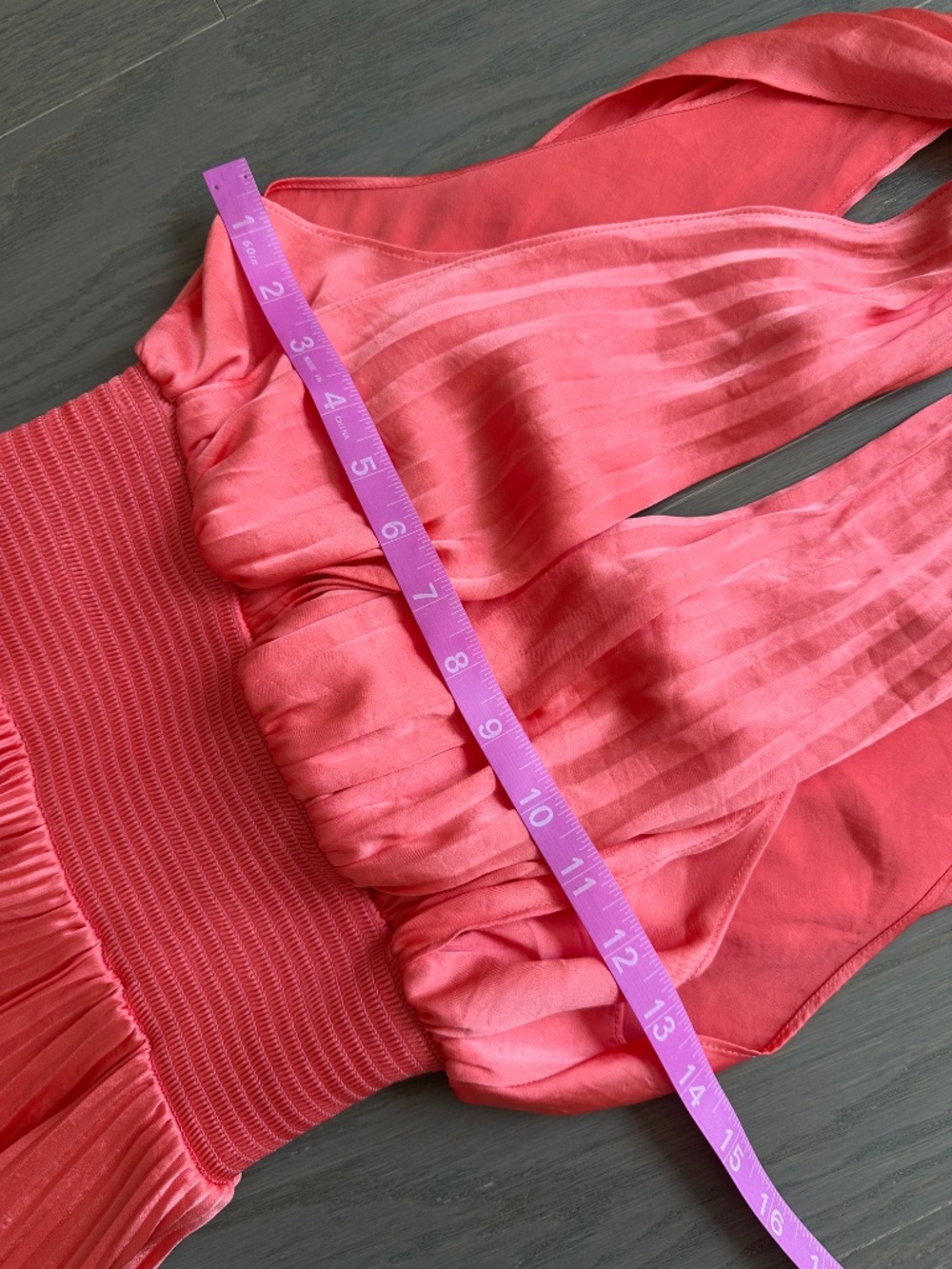 ALC A.L.C. Rose Midi Pleated Dress Coral Orange Plunge Neck Size 2 - Picture 8 of 9